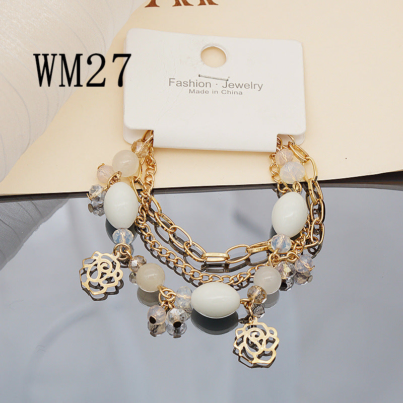 Wholesale Colorful Star Smiley Face Pendant Multilayer Beaded Bracelet